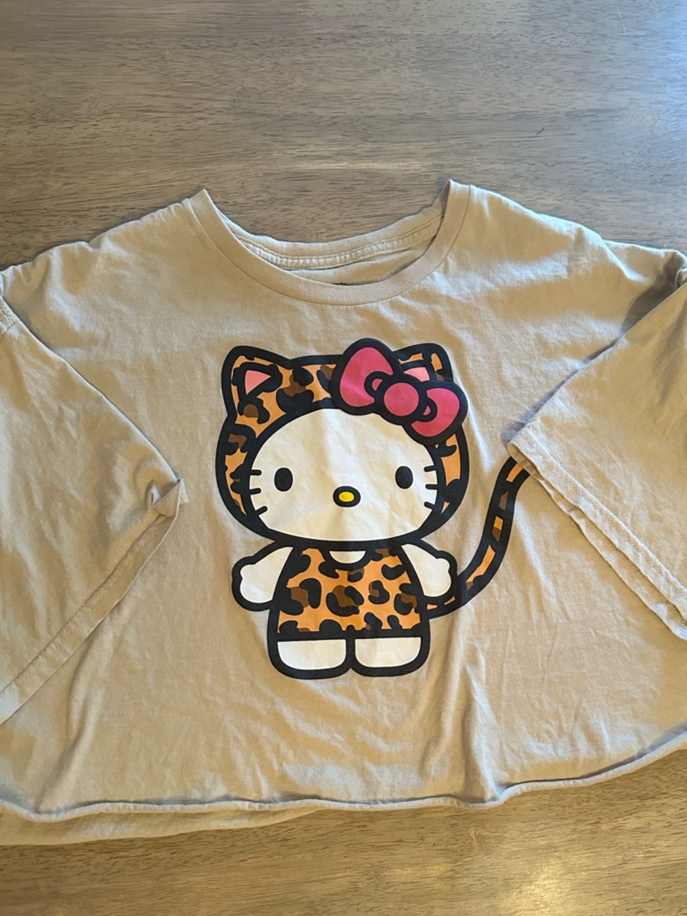 Sanrio Hello Kitty Leopard Costume Womens Crop Top Tshirt XL Tan